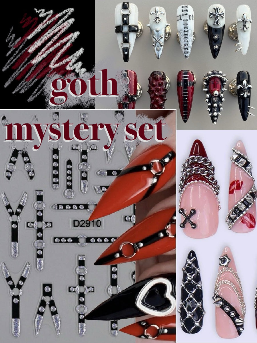 goth sticker mystery mani